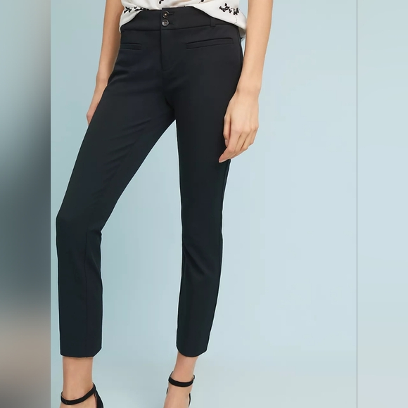 Anthropologie Women's The Essential Slim Crop Pants Black‎ NWT Size 16 - Picture 1 of 8